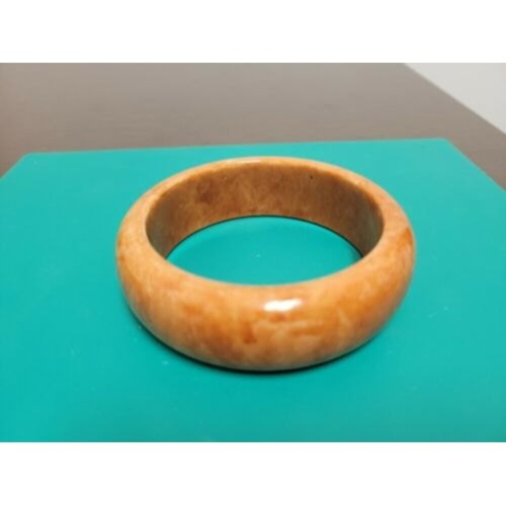 Vintage Lucite Brown Peanut Butter Marbled Chunky Bangle Bracelet Vtg Estate